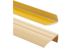 ProfiPVC Perfil de PVC 50mmx25mm, 150 cm - autoadhesivo de borde para escaleras en Forma de L, Tiras antideslizantes para peldaños, Esquina para cantos - Cantonera Protector, Crema