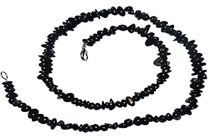 JANNI-SHOP-SPLITTER KETTEN UND ARMBÄNDER FVLFIL Turmalin schwarz Schörl Splitter Kette 45 cm mit silberfarbenem Karabiner Verschluss.(3468)