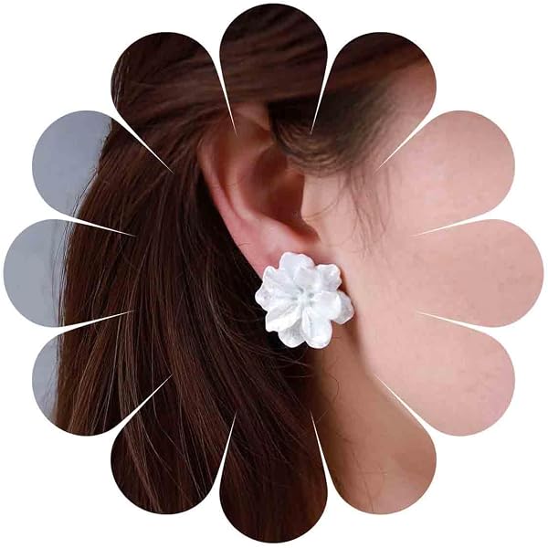 Paire De Boucles D'Oreilles Fleur En Tissu GALPADA - Bijou De Mode Pour Femmes, 6.5x4.5 Cm