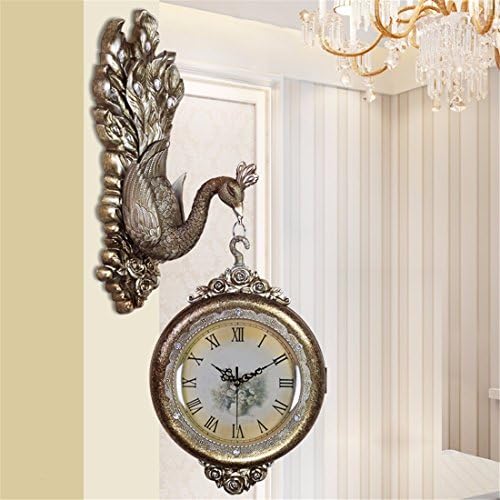 Ultra retro wall clock Modern living room Clocks Creative personality peacock wall clock Decorated wall mount Table Mute Hold Table20Inch,Ancient silver 3
