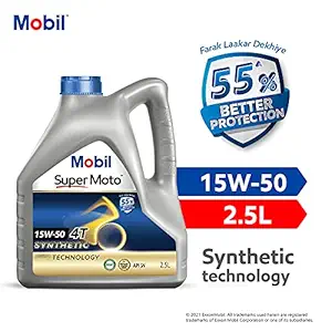 Mobil Super Moto 4T Synthetic Technology 15W-50 Engine Oil for Bikes (2.5 L)