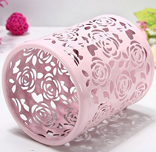 niceeshop(TM) Hollow Out Blume Schreibtisch Stift Organizer Behälter Haus Dekoration,Rosa - 2