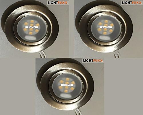 3x LICHTFUXX Downlight G4 Ceiling Recessed Furniture recessed light suitable for low voltage LED or Halogen Bulb. G4 Mounted – 12-24 V Low Voltage, Best Set of 3 Recessed Downlights Maximum 20 Watt G4 in Brushed Stainless Steel mit LED-Leuchtmittel