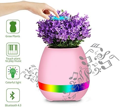Smart Music Pot, Easy Eagle K3 Touch Plant Can Play the Piano Wireless Bluetooth Speaker with Colorful LED Night Light New Birthday Gift (Pink)