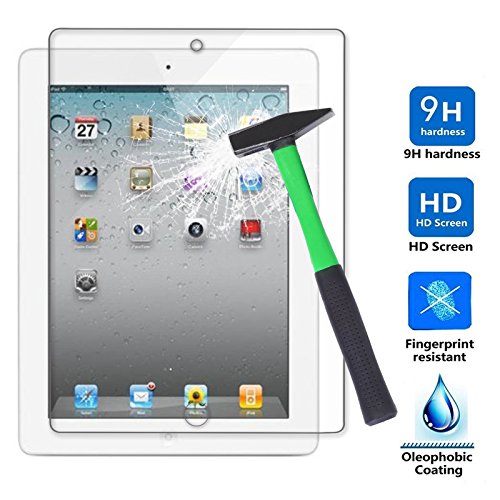 iPad 2/3/4 Displayschutz , Infiland Glass Folie Schutzfolie Glas Panzerfolie Displayschutzfolie für Apple iPad 2,iPad 3,iPad 4(Tempered Glass)
