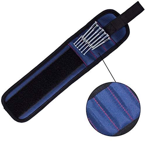 Magnetisches Armband – Diealles Magnetische Pickup-Kit für Halten Schrauben, Nägel, Kleine Werkzeuge, Bolzen & Mehr (Blau),35x9cm - 3