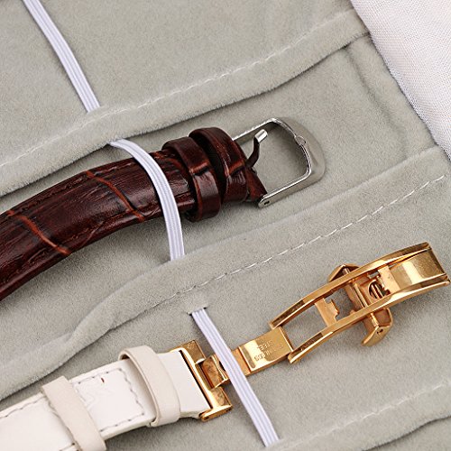 Generic Samt Schmuckrolle Damen Schmuck Uhren Kette Ohringe Aufbewahrung – Schwarz, Grau Uhren, 55 x 82 cm - 6