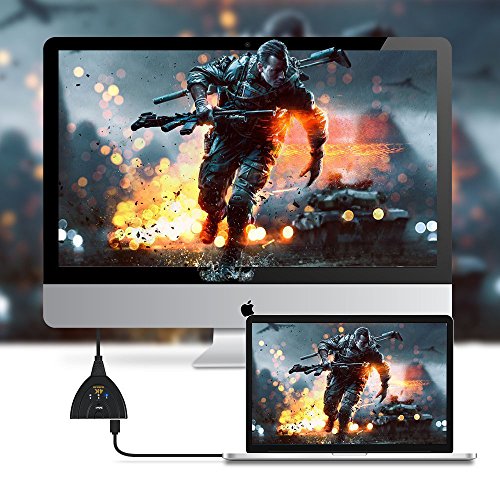 Maxesla HDMI Switch 4K UHD 3 Port Umschalter 3D Ready Dolby Digital Intelligenter Switch HDMI Kabel Schalter 3 IN / 1 OUT Splitter Adapter für HDTV, Blu-Ray, DVD Player, Cable Box, PC, PS3/PS4, Xbox 360/One, usw. - 7