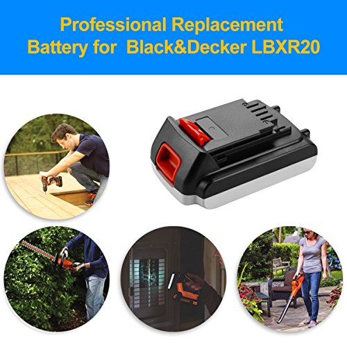 Energup 18V 2,0Ah Li-Ion Ersatz Akku für Black & Decker BL2018 LBXR20 LBXR2020-OPE LB20 LBX20 BL2018-XJ GKC1825L GTC1850L20 STC1820 - 5
