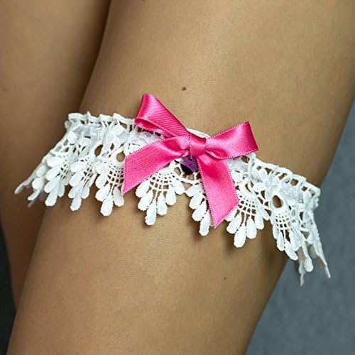 Bridal garter tossing garter wedding garter white fuchsia Swarovski heart purple pink