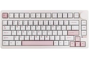 ‎EPOMAKER EPOMAKER QK81 75% bezprzewodowa mechaniczna klawiatura do gier, programowalna QMK/VIA, Hot-Swap, 81 metalowych klawiszy z pokrętłem, 2,4 GHz/BT/USB, Creamy Gasket-Mount, RGB Backlight (biały, liniowy