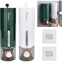 Lot De 2 Distributeurs De Savon Mural Sans Perçage - 450ml - Fenêtre Transparente - Pour Salle De Bain, Cuisine - Fixation Facile