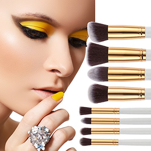 8 Stk Makeup Pinsel Professionelle Premium Makeup Pinsel Bürsten Lidschatten Schatten Kosmetik Pinselset (1Stk Wash Reinigung Gesichts Sponge Puff *Farbe zufällig * kostenlos) - 4