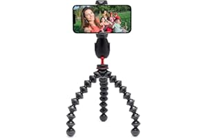 JOBY GripTight PRO 3 GorillaPod, zacisk do telefonu komórkowego kompatybilny z iPhone i Android, w zestawie GorillaPod 1K, elastyczne nogi, zacisk do smartfona z 2 akcesoriami, obracany o 360°, czarny