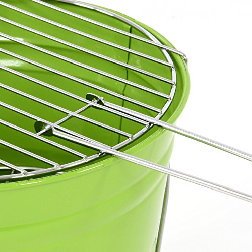 Nexos Eimergrill Grill-Eimer Holzkohlegrill für Garten Terrasse Camping Festival Picknick Party BBQ Barbecue Ø 30 cm grün - 2