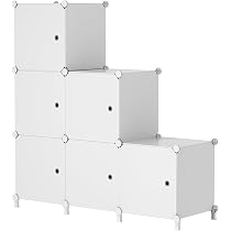 BRIAN & DANY Armoire Enfant 6 Cubes + Cintres - Rose 75x47x147cm Modulable