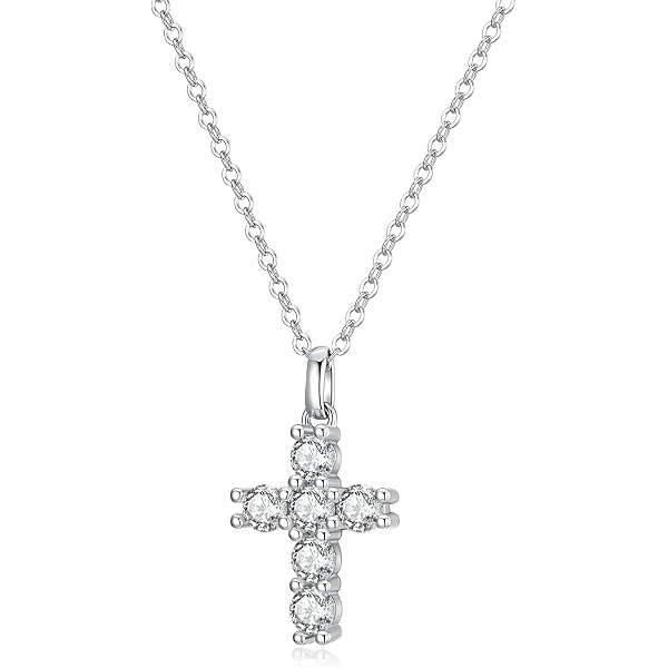 Collana con ciondolo a croce in oro 18 carati e zirconi cubici