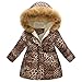 Produktbild CLOOM Baby Kinder Mädchen Daunenjacken Pelzkragen Winterjacke Leopardenprint Winterjacke KapuzenJacke Kinder Wintermantel Winterjacke Verdickte Kapuzenparka Baumwolle Kindermantel Outwear (110, Khaki)