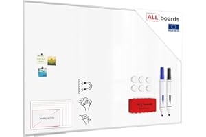 ALLboards Lavagna Bianca Magnetica con Cornice in Alluminio EXPO 180x120cm Scrivibile e Cancellabile a Secco, a Parete