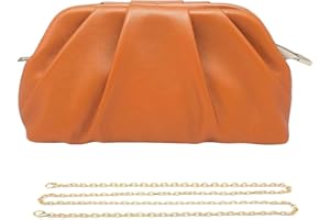 Pahajim Pochettes et Clutches Femme Pochette Ceremonie Mariage Plissé PU Cuir Souple Sac de Soirée Chic Sac Bandoulière Femme avec Chaîne