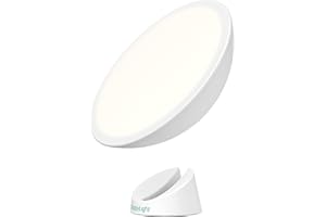 Verilux® HappyLight® Halo - Lámpara de terapia de luz LED inalámbrica con una base magnética de 360° y batería recargable para luz portátil, sin rayos UV, espectro completo de 10.000 LUX con brillo y