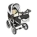Combi Pushchair X6 – 3 in 1 Combi Pushchair Buggy Black/Black/White Pattern