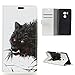Produktbild PU Leder Hülle für HTC U11 Eyes, KANTAS Brieftasche Flip Case Schwarz PU Leder Handyhülle Case Wolf Muster Taschenhülle Wallet Ledertasche mit Magnetverschluss Standfunktion Geldbeutel Schutzhülle für HTC U11 Eyes