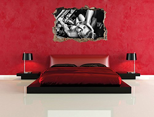Monocrome, Rockabilly, Retro Style Wanddurchbruch im 3D-Look, Wand- oder Türaufkleber Format: 62x42cm, Wandsticker, Wandtattoo, Wanddekoration - 5