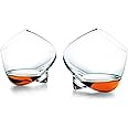 RILOST Spinning Whiskey Glasses Set of 2, Unique Rotatable Crystal Rock Whiskey Tasting Glass, Cool Whiskey Tumbler
