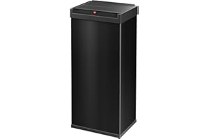 Hailo Big-Box Swing XL Mülleimer - 1 x 52 Liter - selbstschließender Schwingdeckel - Stahlblech - Müllbeutel-Klemmrahmen - Mülleimer Küche rechteckig - Abfalleimer made in Germany - schwarz