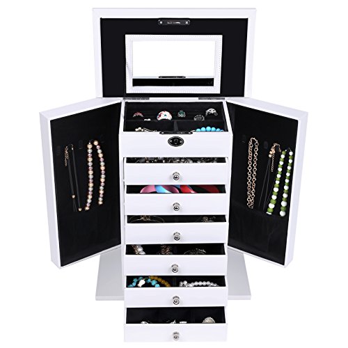 Songmics XXL Schmuckkästchen Schmucklade 7 Schichten mit Schubladen JBC06W - 2
