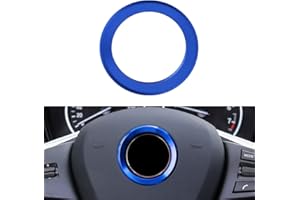 BLINGOOSE Accessoires für BMW Lenkrad Emblem Abdeckung Logo Ring Aufkleber Auto Zubehör Innenraum Dekoration Teile Kompatibel BMW 1 3 5 7er X1 X2 X3 X5 X6 Z3 Z4 Blau Aluminium Legierung