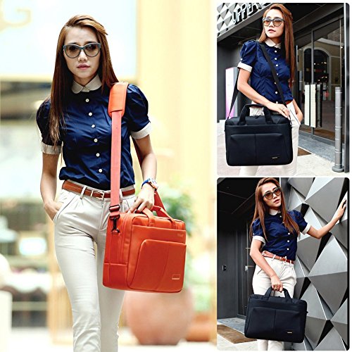 Laptop Tasche, BRINCH 15,6 Zoll Nylon Stil geräumig Multi-Fach Laptop Schultertasche Messenger Bag Handtasche Tablet Aktentasche Umhängetasche für 15 – 15,6 Zoll Laptop / Notebook / Macbook / Tablet Computers,Schwarz - 8