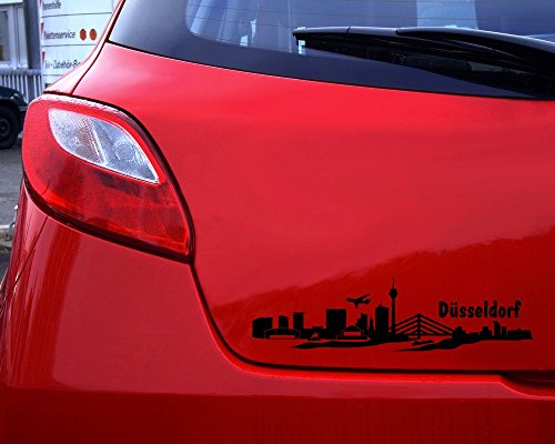 Autoaufkleber Düsseldorf Aufkleber Skyline in 8 Größen und 25 Farben (20×5,1cm schwarz) - 3