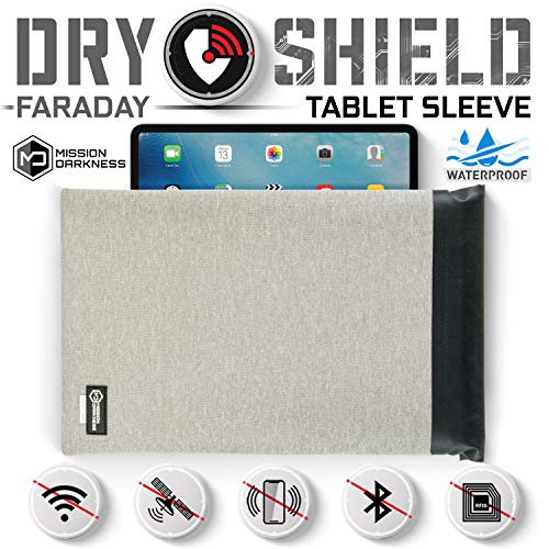 Mission Darkness Dry Shield Faraday Tablet Sleeve // Slim Waterproof Dry Bag for Tablets + RF Shielding Liner // Signal Blocking, Anti-Tracking, EMP Shield, Data Privacy, Electronic Device Security