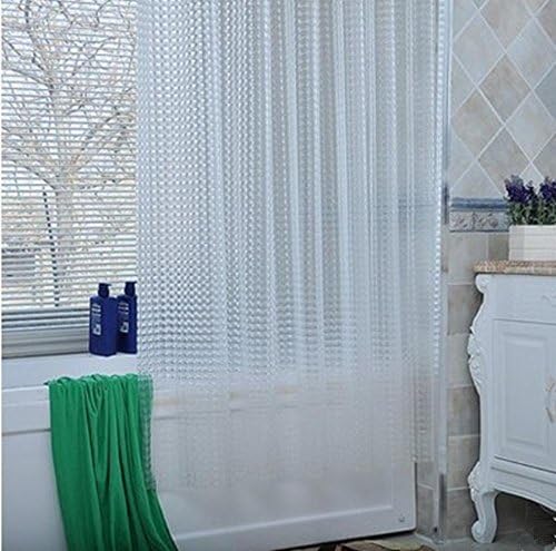 3D Effect Water Cube Mildew Proof Water Proof Shower Curtain 120x200cm(48x80Inch), Heavy Duty 100% EVA Bathroom Curtain with Curtain Hooks