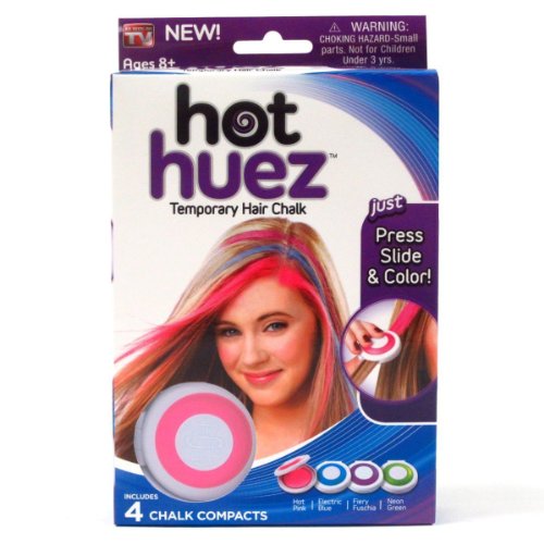 NEW KIDS GIRL WOMENS HOT HUEZ SET OF 4 BRIGHT PARTY COLOURS TEMPORARY HAIR CHALK