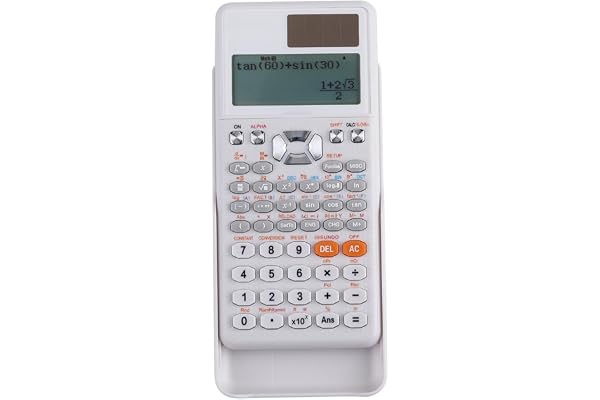 Calculatrice Scientifique de 552 Fonctions, Couvercle de Protection, Panneau Solaire, Batterie 1 x LR44, Dimensions 16,5 x 8 x 1,5 cm, écran de 192 x 63 Pixels, Couleur Blanche