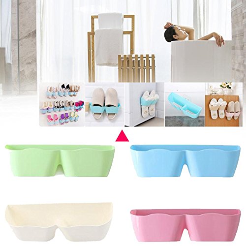 attachmenttou 2 Pack Bathroom Shoes Storage Wall Mount Rack Bathroom Bath Space Saver Organizer