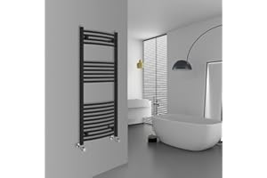 Warmehaus Modern Bathroom Heated Towel Rail Ladder Radiator 1200x500mm Curved for Bathroom Kitchen Black