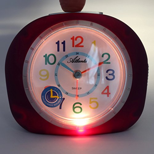 Atlanta Kinderwecker Lernuhr Lila Violett Mädchen Analog Ohne Ticken Licht Snooze -1966-8 - 3