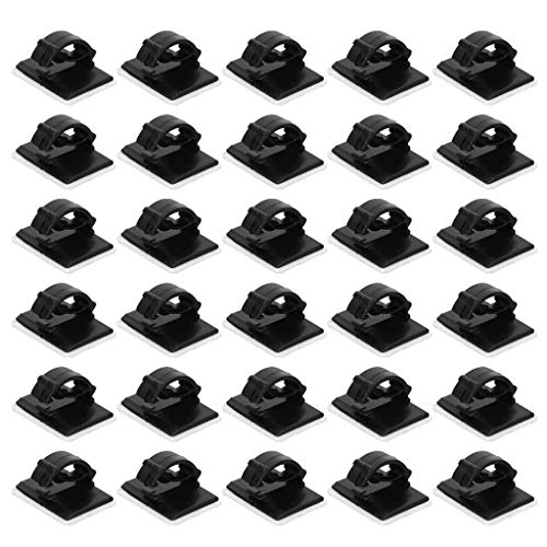 Stadux Cable Clips Self-Adhesive Cable Ties Black Car Wire Tie Rectangle Cable Holder Wire Clip Cable Tidy Quickly Tie,30PCS-19x14mm