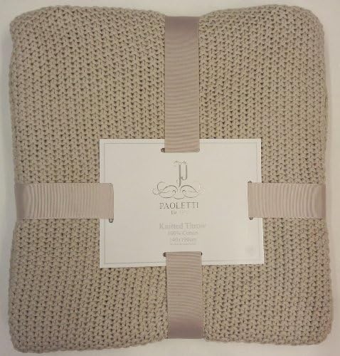 SUPERB QUALITY TAUPE KNITTED 100% COTTON HEAVYWEIGHT (1.3KILO) THROW 140 X 190CM