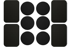 AJOXEL [10 Stück Metallplatte Metallplättchen Selbstklebend Set (6 Runden+4 Rechteckig) mit 3M Klebefolie für Magnet KFZ Handyhalterung Sehr Dünn Ersatzplatten für Handy und Tablet– Schwarz
