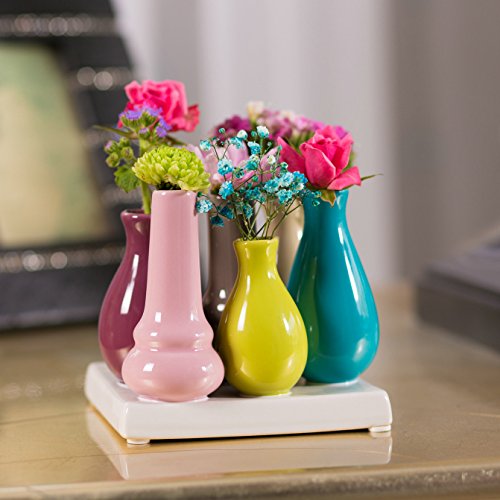 Keramikvasenset Blumenvase Keramikvasen bunt Vase Blumen Pflanzen Keramik Set Deko Dekoration 1 Set - 6