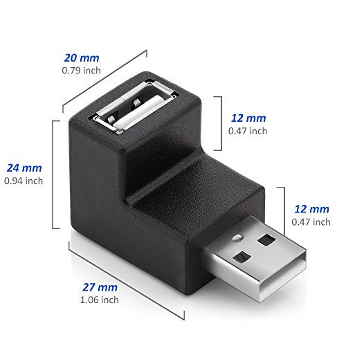 deleyCON PREMIUM USB 2.0 Winkel Adapter – 90° Grad Winkeladapter – A-Stecker zu A-Buchse – kompatibel mit allen USB Kabeln – optimale Kabelführung - 4