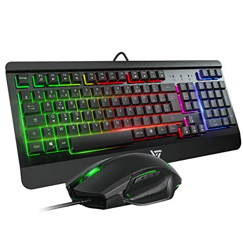 VicTsing Clavier Gaming et Souris Filaire USB Optique Programmable, Clavier AZERTY Ultra-mince à R VicTsing Clavier Gaming et Souris Filaire USB Optique Programmable, Clavier AZERTY Ultra-mince à R
