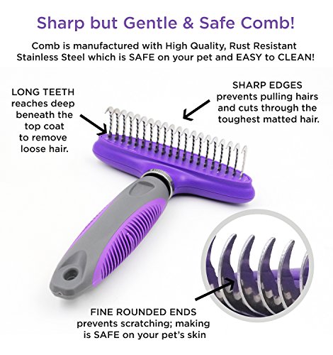 Rounded-Blade-Undercoat-Dematting-CombRake-by-Hertzko-Long-Blades-with-Safety-Round-Ends-Great-for-Cutting-and-Removing-Dead-Matted-or-Knotted-Hair-from-Cats-Dogs