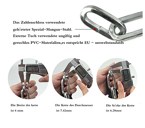 Zahlenschloss mit Stahlkettengliedern für Fahrrad und Motorrad - 6