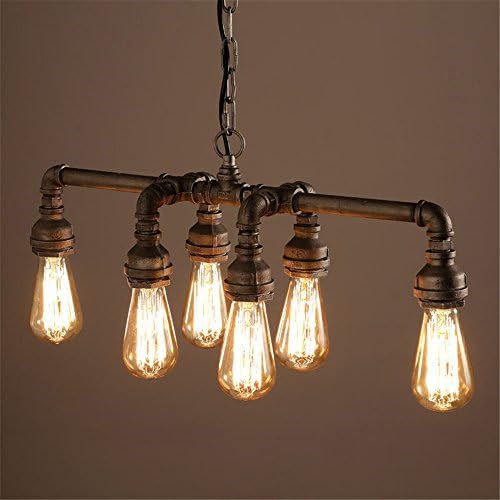 XFCWF Edison Retro Loft Style Vintage Industrial Pendant Light Ceiling Lights Lighting Fixtures Chandeliers Lamp Metal Water Pipe Luminaire Lampara Colgantes yellow-220-240v